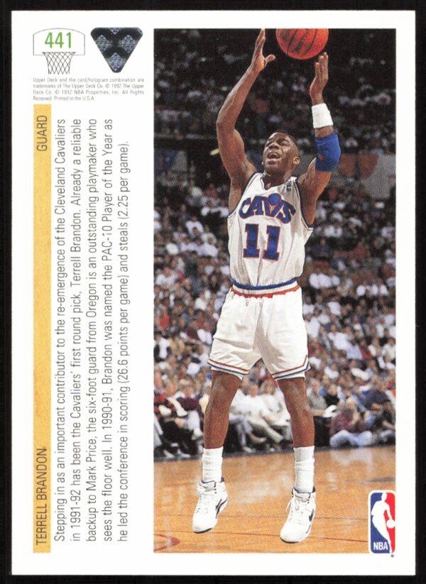 1991 Upper Deck Terrell Brandon #441 (Back)