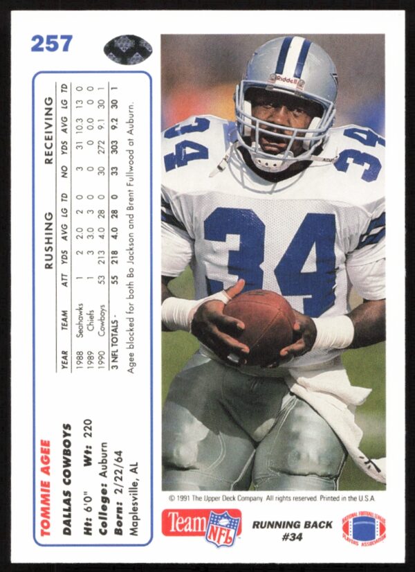 1991 Upper Deck Tommie Agee #257 (Back)