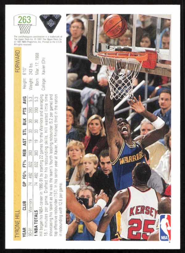 1991 Upper Deck Tyrone Hill #263 (Back)