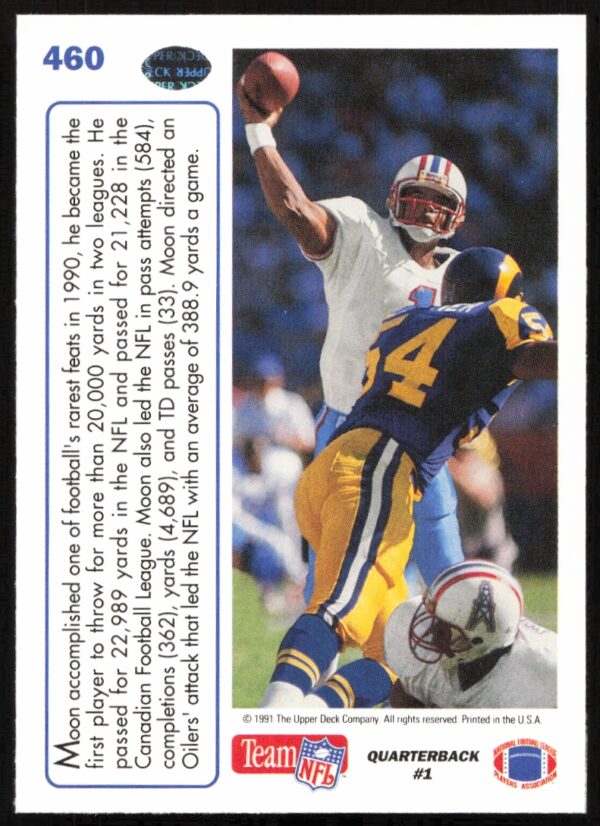 1991 Upper Deck Warren Moon #460 (Back)