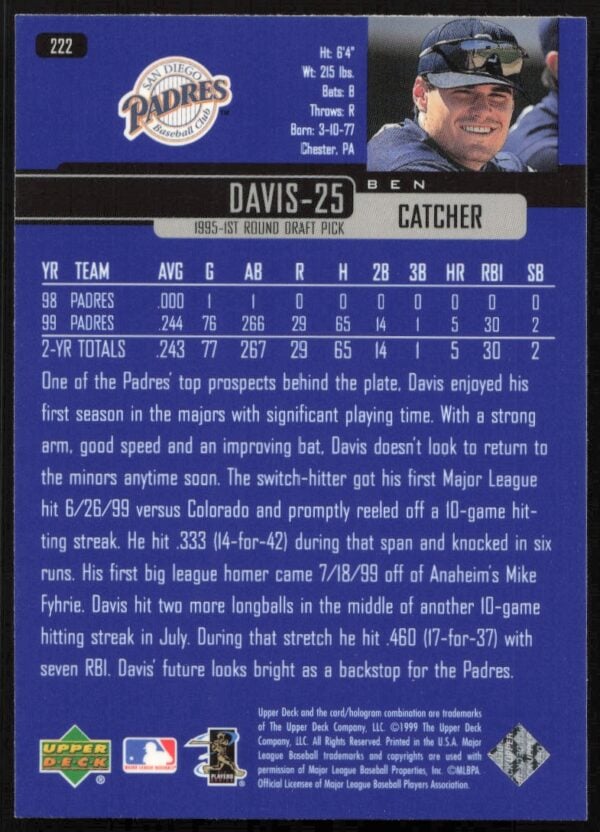 2000 Upper Deck Ben Davis #228 (Back)