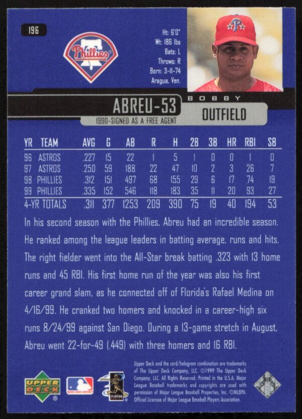 2000 Upper Deck Bobby Abreu #234 (Back)