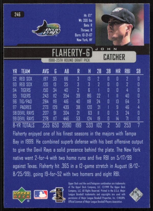 2000 Upper Deck John Flaherty #246 (Back)