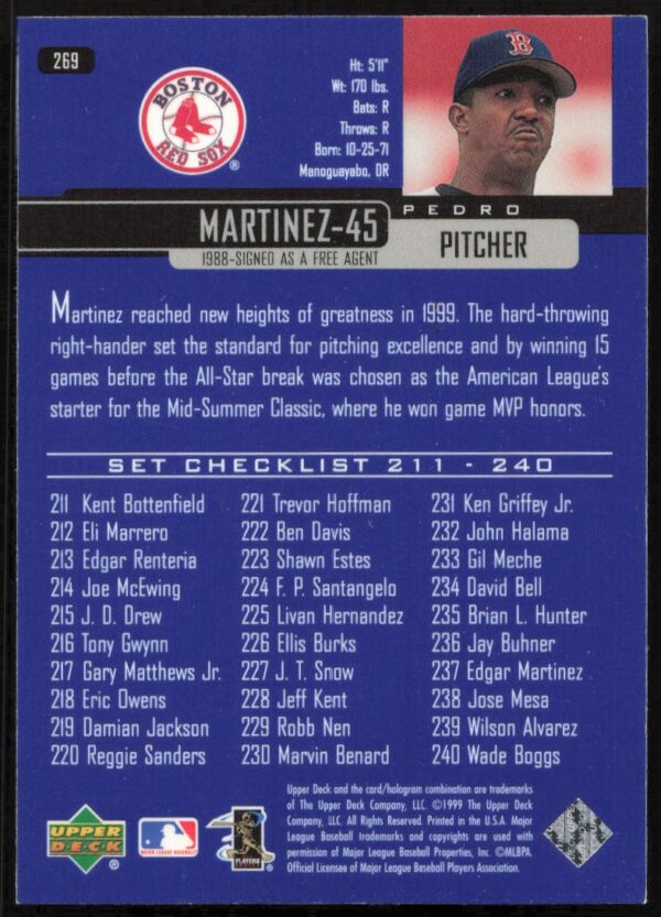 2000 Upper Deck Pedro Martinez #269 (Back)