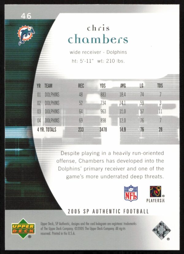 2005 Upper Deck SP Authentic Chris Chambers #46 (Back)