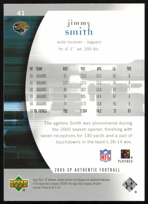 2005 Upper Deck SP Authentic Jimmy Smith #41 (Back)