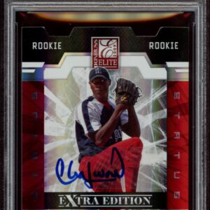 2009 Donruss Elite signed Aroldis Chapman rookie card, rated NM-MT 8 by PSA.