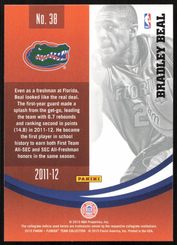 2015 Panini Florida Gators Bradley Beal #38 (Back)