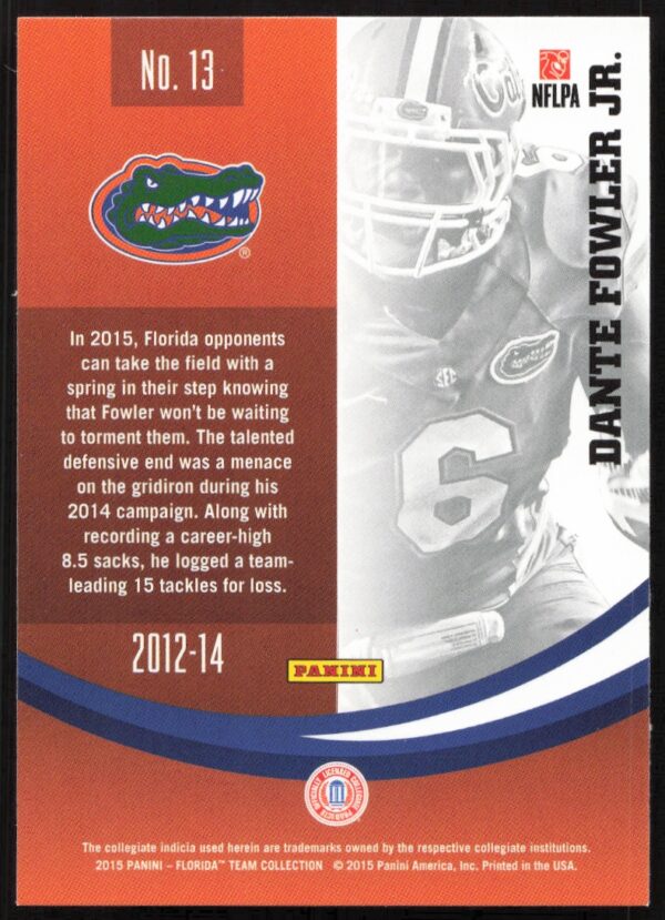 2015 Panini Florida Gators Dante Fowler Jr #13 (Back)