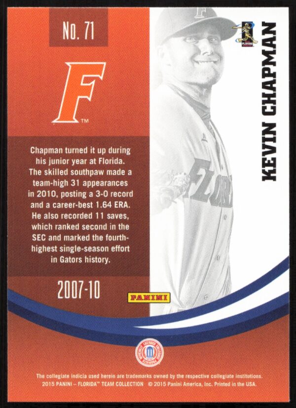 2015 Panini Florida Gators Kevin Chapman #71 (Back)