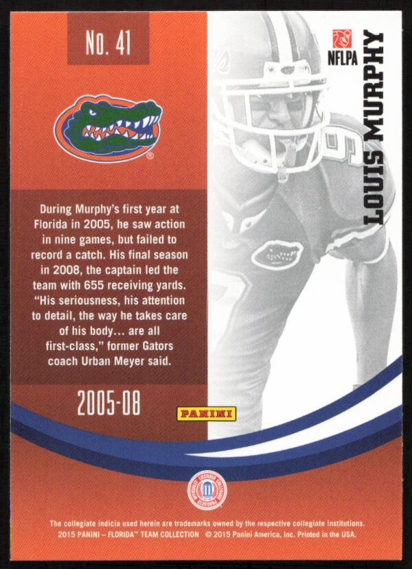 2015 Panini Florida Gators Louis Murphy #41 (Back)