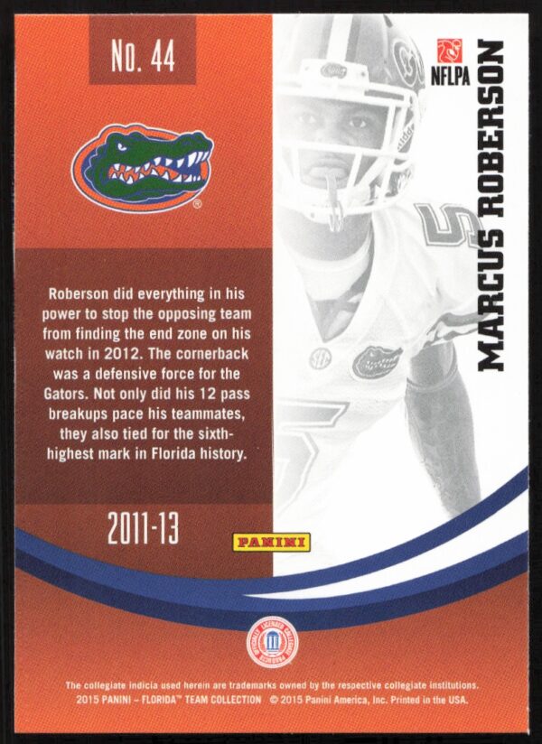 2015 Panini Florida Gators Marcus Roberson #44 (Back)