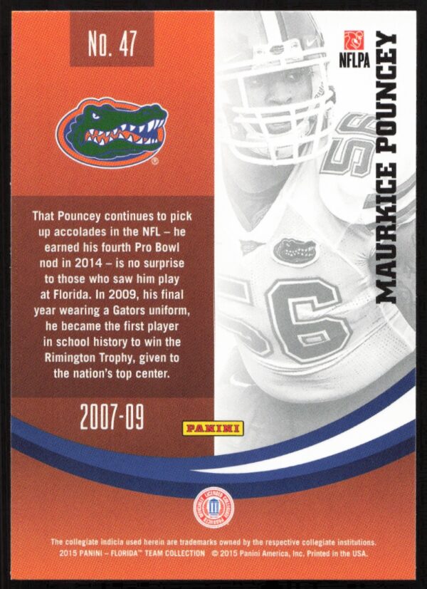 2015 Panini Florida Gators Maurkice Pouncey #47 (Back)