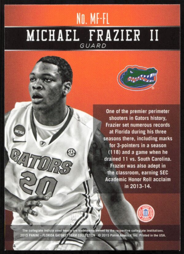 2015 Panini Florida Gators Michael Frazier II Honors #MF-FL (Back)