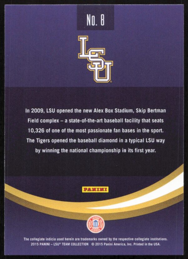 2015 Panini LSU Tigers Alex Box Stadium - Skip Bertman Field #8 (Back)