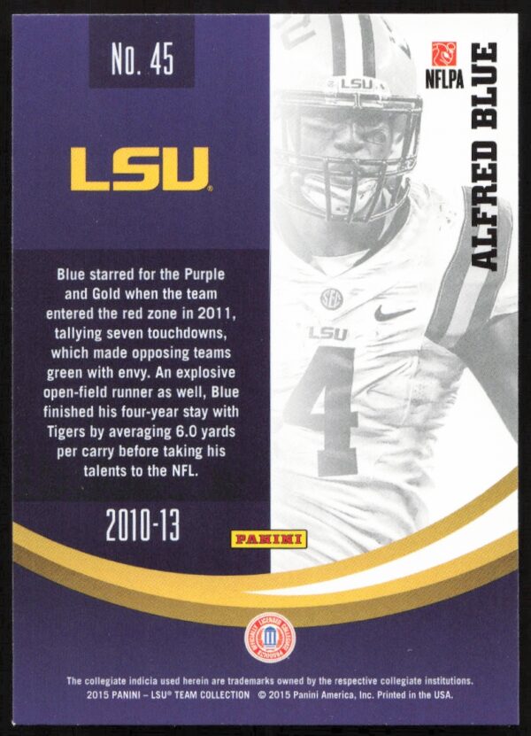 2015 Panini LSU Tigers Alfred Blue #45 (Back)