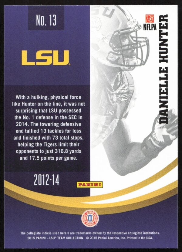 2015 Panini LSU Tigers Danielle Hunter #13 (Back)