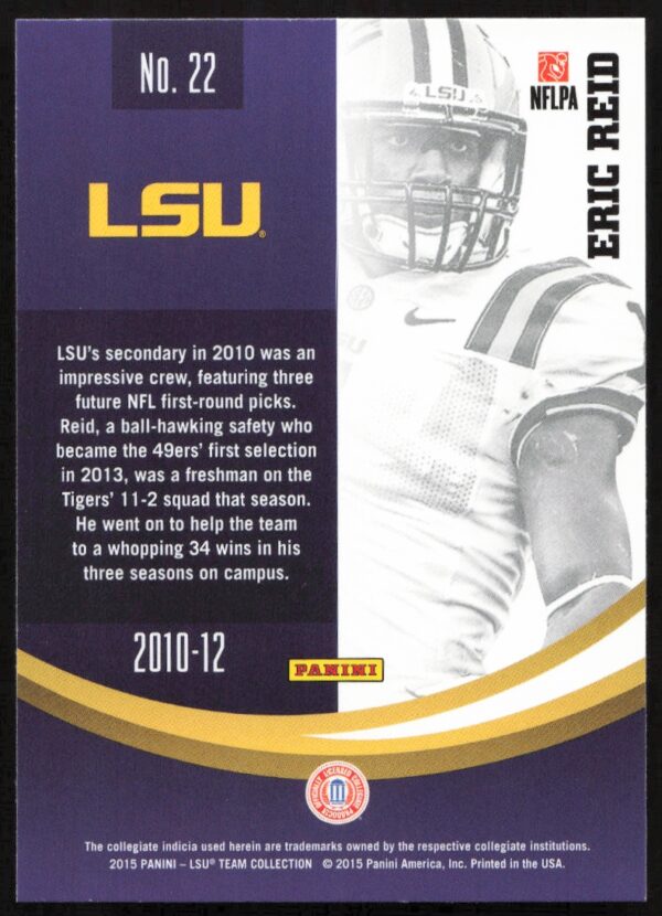 2015 Panini LSU Tigers Eric Reid #22 (Back)