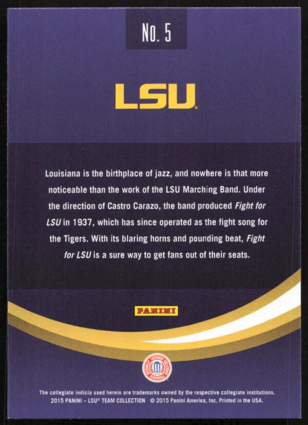 2015 Panini LSU Tigers Fight Song #5 (Back)