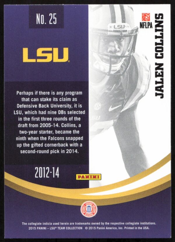 2015 Panini LSU Tigers Jalen Collins #25 (Back)