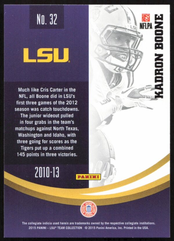 2015 Panini LSU Tigers Kadron Boone #32 (Back)