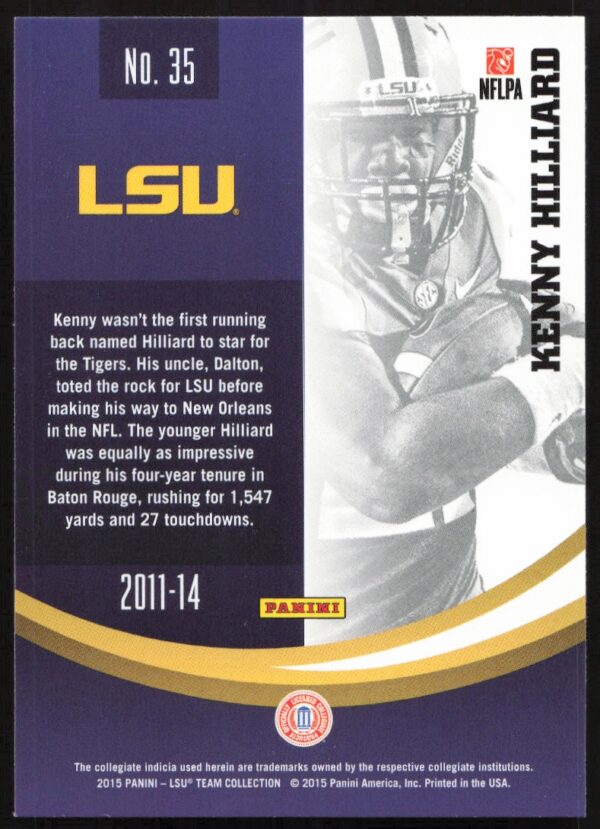 2015 Panini LSU Tigers Kenny Hilllard #35 (Back)