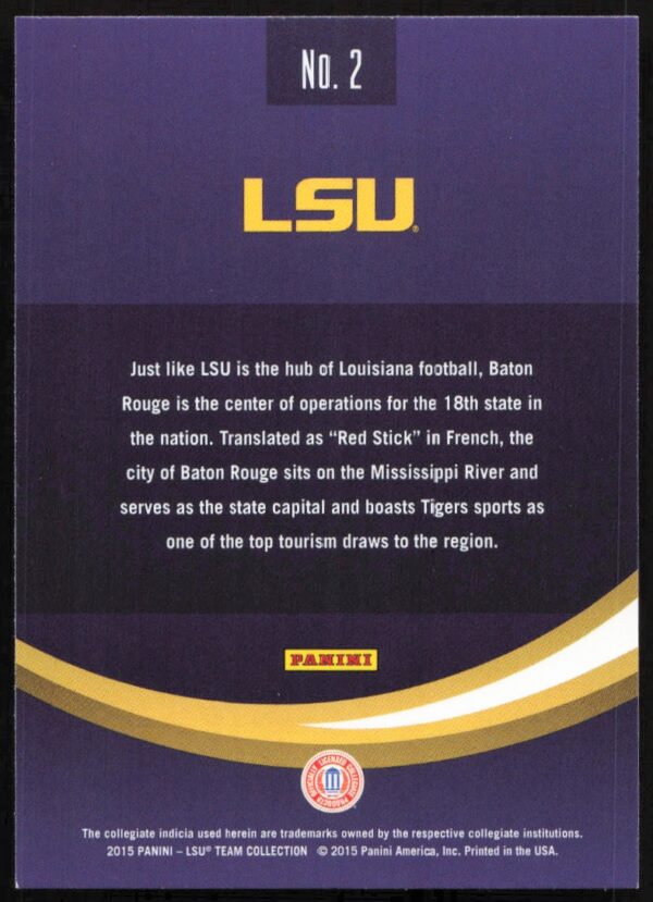 2015 Panini LSU Tigers Louisiana State University #2 (Back)