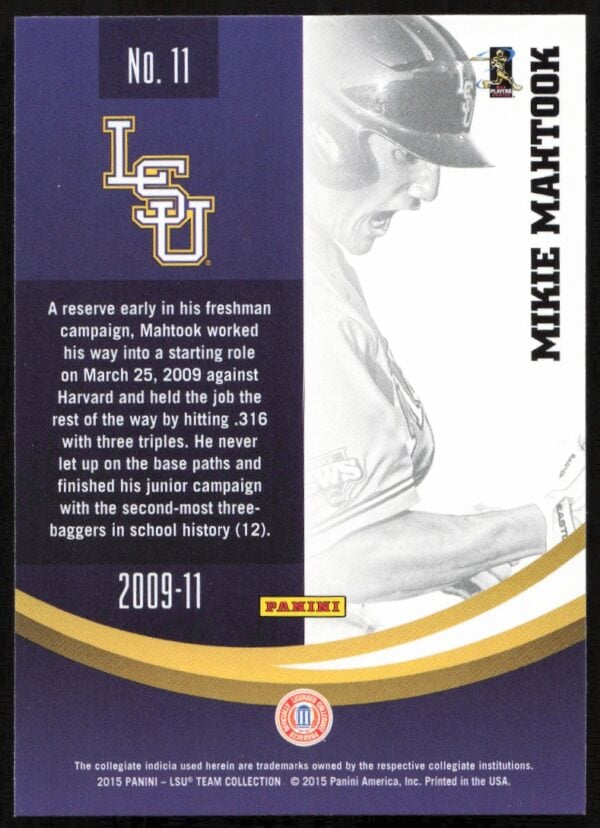 2015 Panini LSU Tigers Mikie Mahtook #11 (Back)