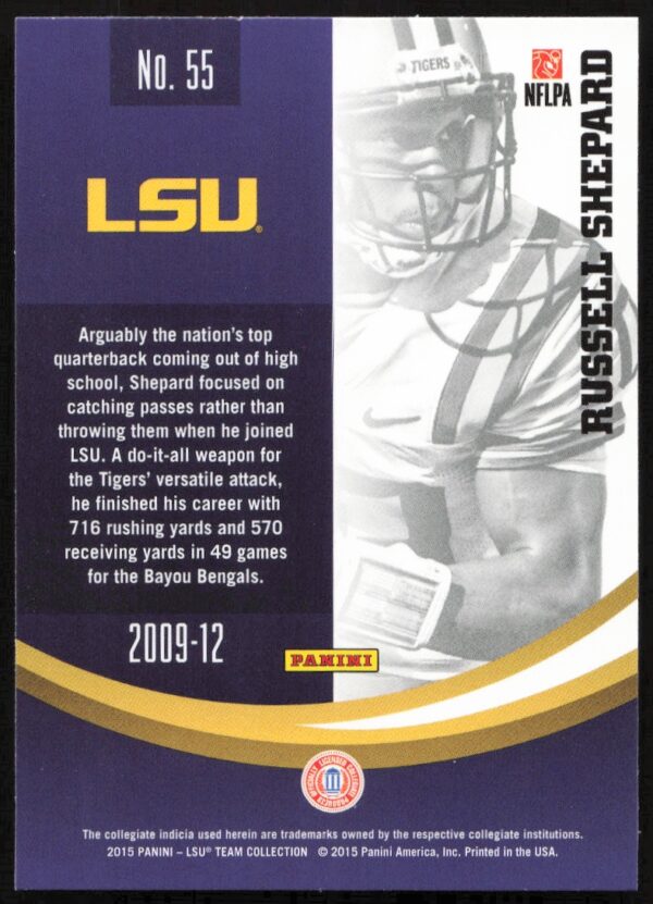 2015 Panini LSU Tigers Russell Shepard #55 (Back)