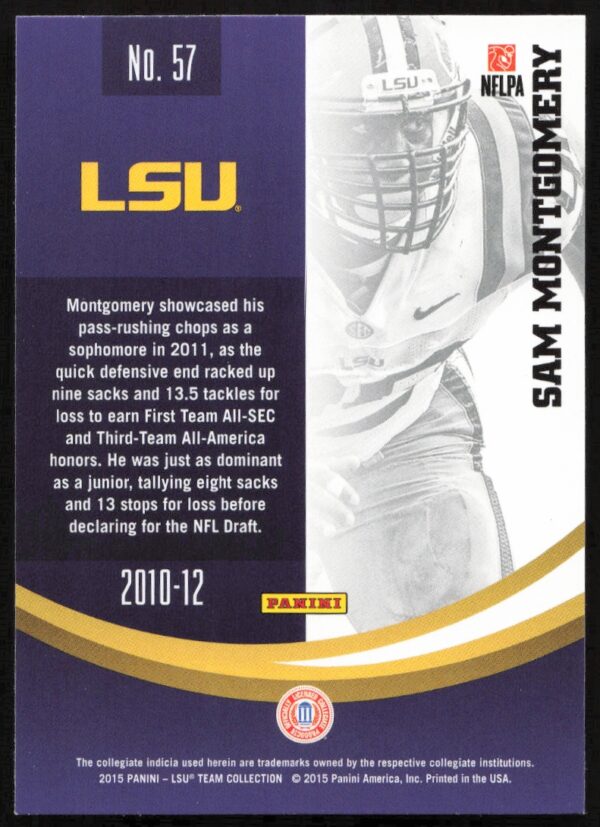 2015 Panini LSU Tigers Sam Montgomery #57 (Back)