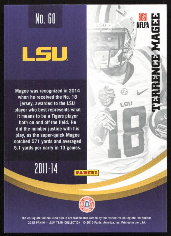 2015 Panini LSU Tigers Terrence Magee #60 (Back)