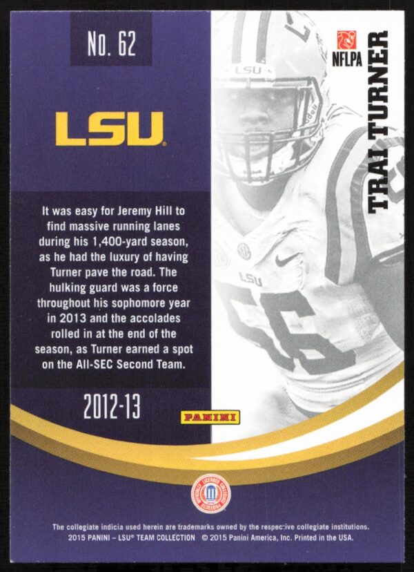 2015 Panini LSU Tigers Trai Turner #62 (Back)