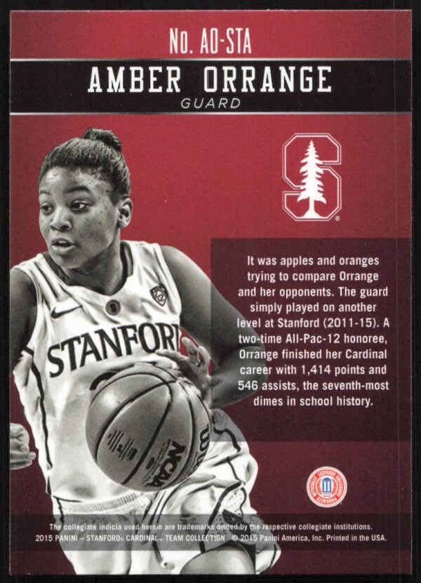 2015 Panini Stanford University Amber Orrange Honors #AO-STA (Back)