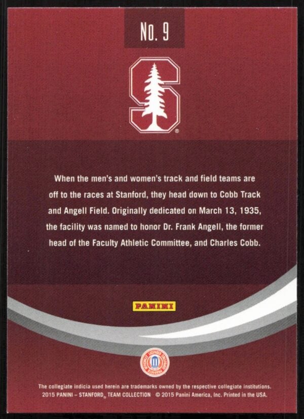 2015 Panini Stanford University Cobb Track And Angell Field #9 (Back)