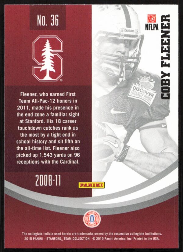 2015 Panini Stanford University Coby Fleener #36 (Back)