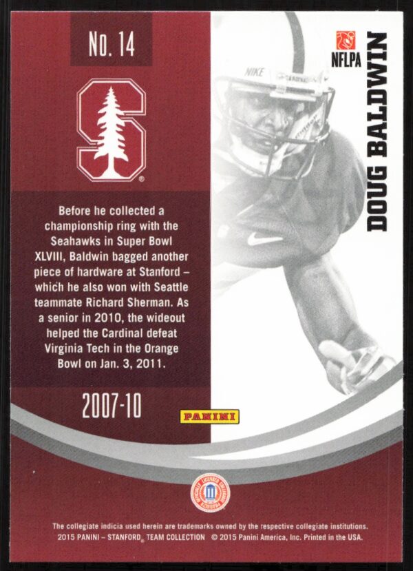 2015 Panini Stanford University Doug Baldwin #14 (Back)