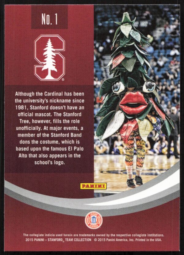 2015 Panini Stanford University Stanford Tree #1 (Back)