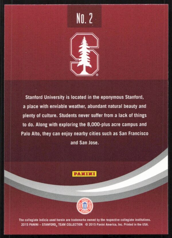 2015 Panini Stanford University Stanford University #2 (Back)