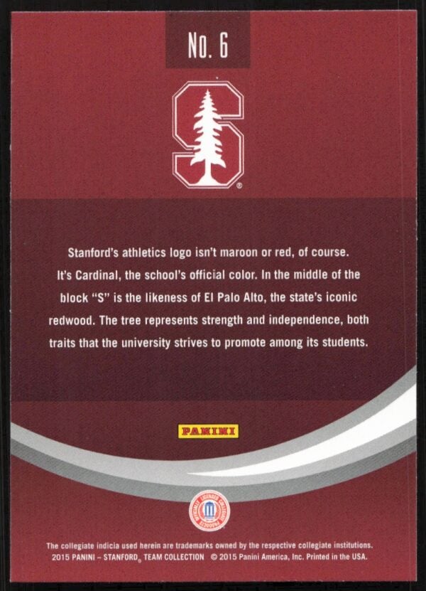 2015 Panini Stanford University Stanford University Logo #6 (Back)