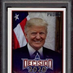 Graded 2020 Leaf Decision promo trading card featuring Donald Trump, rated NM-MT 8 by PSA.