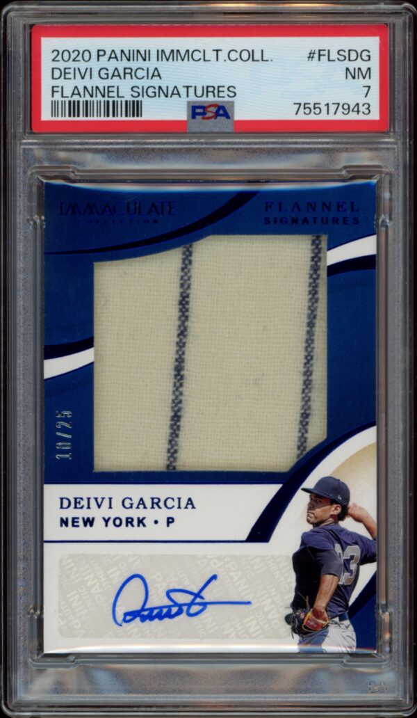 2020 Panini Immaculate signed card featuring New York pitcher Deivi Garcia, graded NM-MT 8 by PSA.