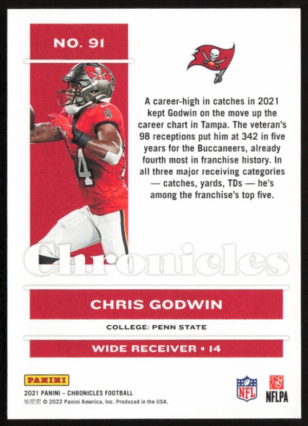 2021 Panini Chronicles Chris Godwin #91 (Back)