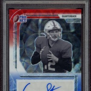 2022 Pro Set Metal card of Carson Strong with autograph, graded Mint 9 by PSA.