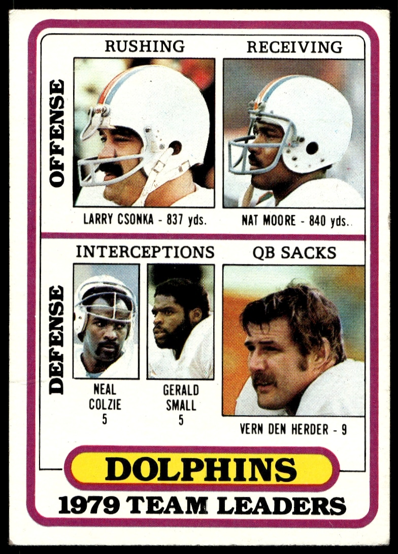 1980 Topps Larry Csonka / Nat Moore / Neal Colzie / Gerald Small / Vern Den Herder TL