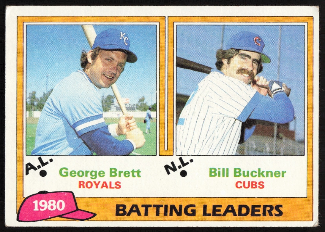 1981 Topps George Brett / Bill Buckner League Leaders #1 (Front)