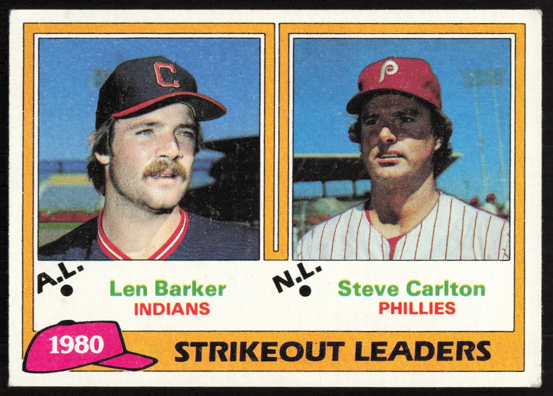 1981 Topps Len Barker / Steve Carlton League Leaders #6 (Front)