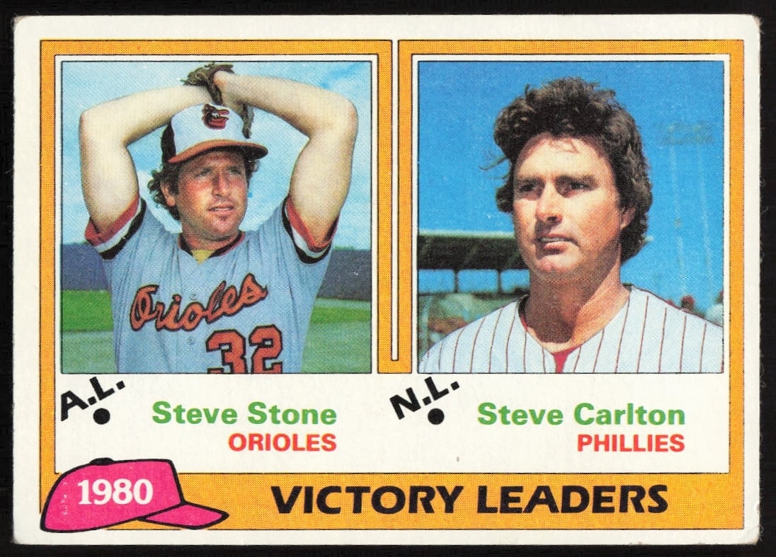 1981 Topps Steve Stone / Steve Carlton League Leaders #5 (Front)