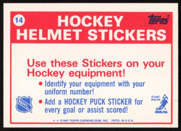 1988-89 Topps Buffalo Sabres Sticker Inserts #14 (Back)