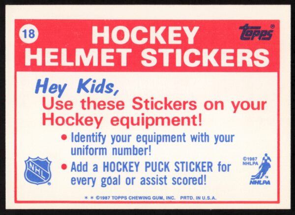 1988-89 Topps Calgary Flames Sticker Inserts #18 (Back)