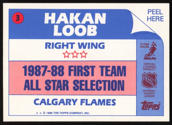 1988-89 Topps Hakan Loob Sticker Inserts #3 (Back)